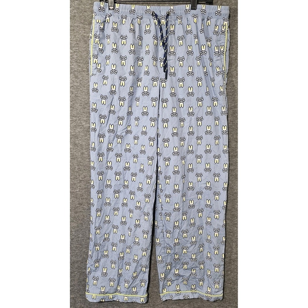 Psycho Bunny Robert Godley All Over Print Drawstring Elastic Pajama Pants M EUC